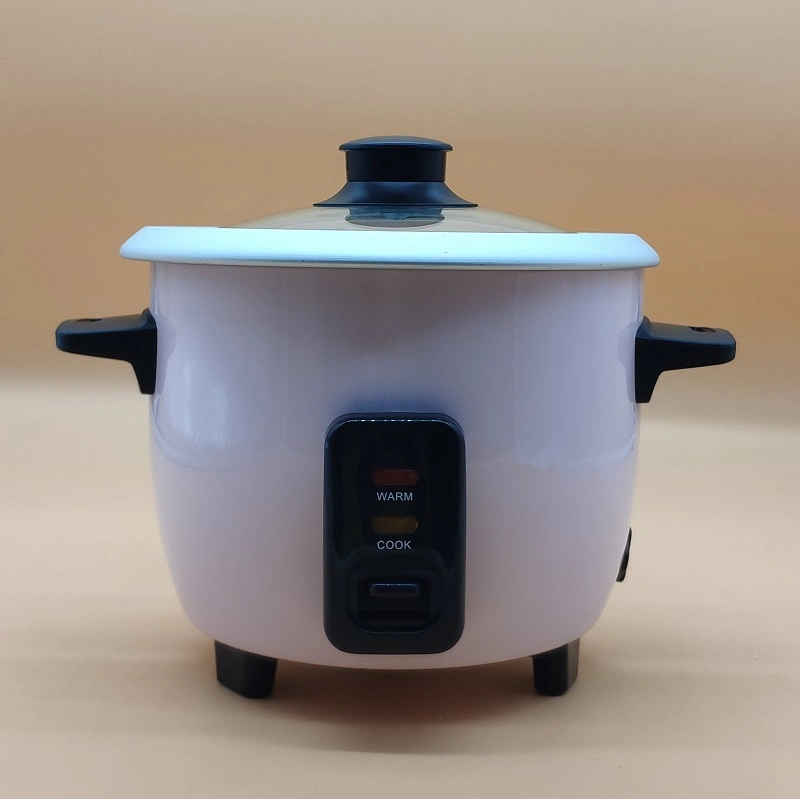 3 Cups Mini Home Rice Cooker with Easy to View Glass Lid and Steamer