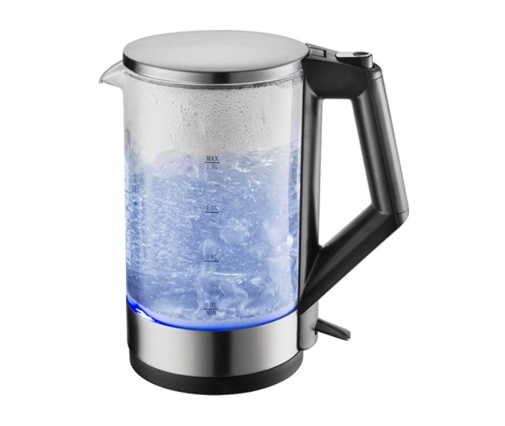 Electric Kettle Glass Body with Stainless Steel Lid Plastic Base 360 Degree Rotation Cordless Electrical Galss Kettle One Button Lid Open Automatical Power off